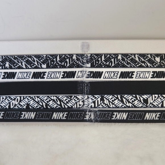 Nike Black White Logo Non-Slip Silicone Headbands Set of 6 - Picture 7 of 8